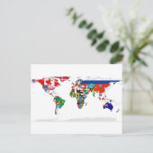 Postale Monde marqué - Carte des drapeaux du monde (Debout devant)