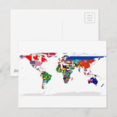 Postale Monde marqué - Carte des drapeaux du monde (Devant / Derrière)