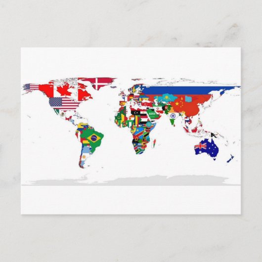 Postale Monde marqué - Carte des drapeaux du monde (Devant)