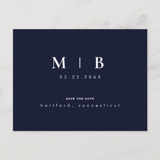 Postale Monogramme simple et élégant, carte 'Save the Date (Devant)