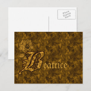 Postale Monogramme Votre Nom Initial B Gold Peony Carte Po