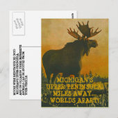 POSTALE MOOSE AT SUNSET ~ UPPER PENINSULA VOYAGE CARTE POS (Devant / Derrière)