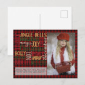 Postale Mots de Noël carte photo Buffalo Plaid (Devant / Derrière)