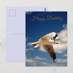 Postale Mouette Blanche en Vol, Carte d'Anniversaire