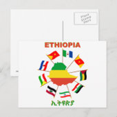 Postale Moulin à vent de drapeaux Éthiopie avec carte de d (Devant / Derrière)