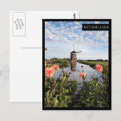 Postale Moulin à vent et fleurs, Holland carte verticale b (Devant / Derrière)