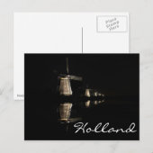 Postale Moulins à vent illuminés à Kinderdijk texte carte  (Devant / Derrière)