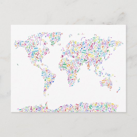 Postale Music Notes Carte du monde (Devant)
