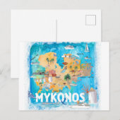 Postale Mykonos Grèce Carte illustrée avec des monuments (Devant / Derrière)