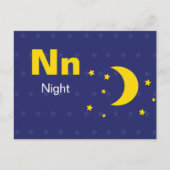 Postale N est pour la nuit - Carte Flash Alphabet (Devant)