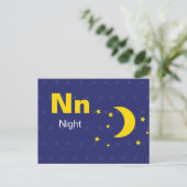 Postale N est pour la nuit - Carte Flash Alphabet (Debout devant)