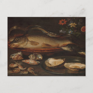 Postale Nature morte avec poisson par Clara Peeters Carte