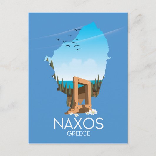 Postale Naxos Carte poster de voyage grec. (Devant)