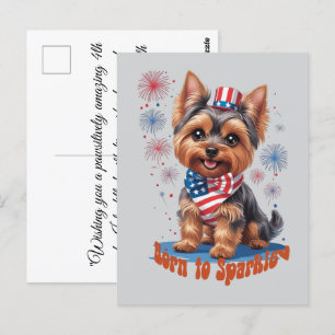 Postale Née pour briller – Carte plate mignonne du 4 juill