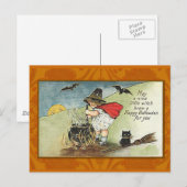 Postale Nice Little Witch Carte Vintage Halloween (Devant / Derrière)