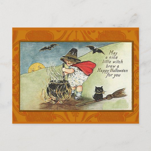 Postale Nice Little Witch Carte Vintage Halloween (Devant)