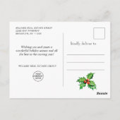 Postale Noël Holly Carte de remerciements de vacances corp (Dos)