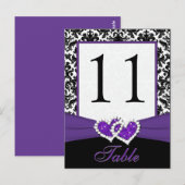 Postale Noir, Blanc, Violet Damas Numéro de la table Carte (Devant / Derrière)