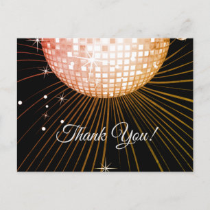 POSTALE NOIR, FÊTE DISCO, DANSE, CARTE DE REMERCIEMENTS D'