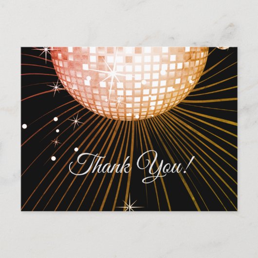 POSTALE NOIR, FÊTE DISCO, DANSE, CARTE DE REMERCIEMENTS D' (Devant)