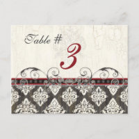 Noir 'n blanc Damas rouge Numéro de carte de la ta