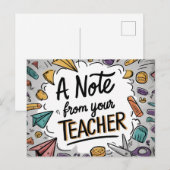 Postale Note de l'enseignant - Bienvenue Retour à la carte (Devant / Derrière)