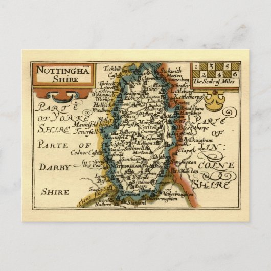 Postale Nottinghamshire Comté Angleterre Ancienne carte An (Devant)