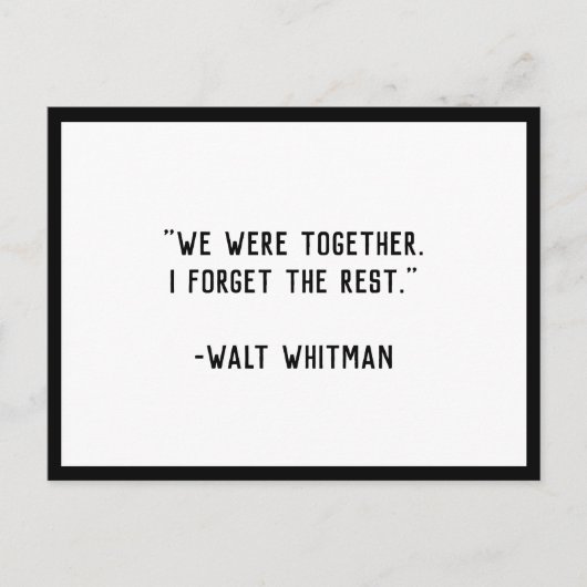 Postale Nous Étions Ensemble Whitman Citation Carte Postal (Devant)