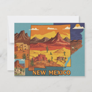 Postale Nouveau-Mexique Paysage Art | Carte d'état illustr