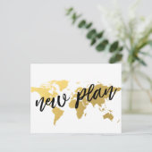 Postale Nouveau Plan monde carte destination mariage (Debout devant)