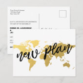 Postale Nouveau Plan monde carte destination mariage (Devant / Derrière)