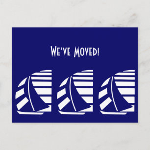 Postale Nouvelle adresse Blue White Racing Voiliers Carte 