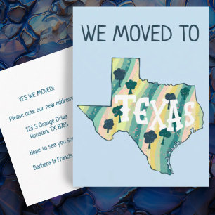 Postale NOUVELLE ADRESSE Déplacement de l'état TEXAS Carte