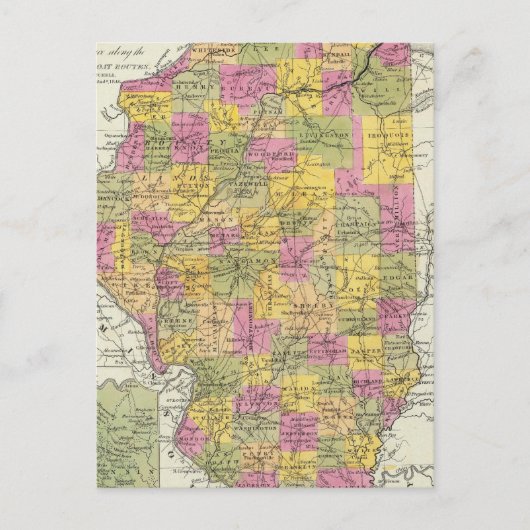 Postale Nouvelle Carte De L'Illinois (Devant)