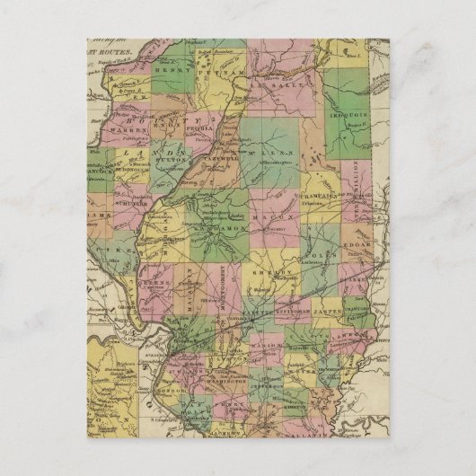 Postale Nouvelle Carte De L'Illinois (Devant)