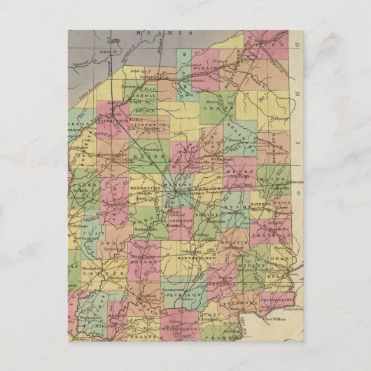 Postale Nouvelle Carte De L'Indiana (Devant)
