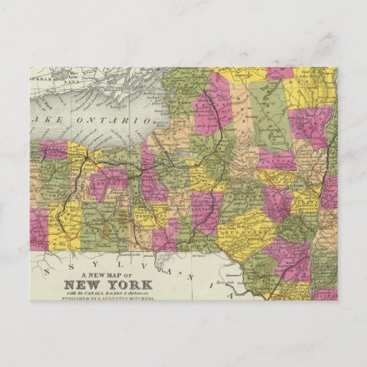 Postale Nouvelle Carte De New York 2 (Devant)