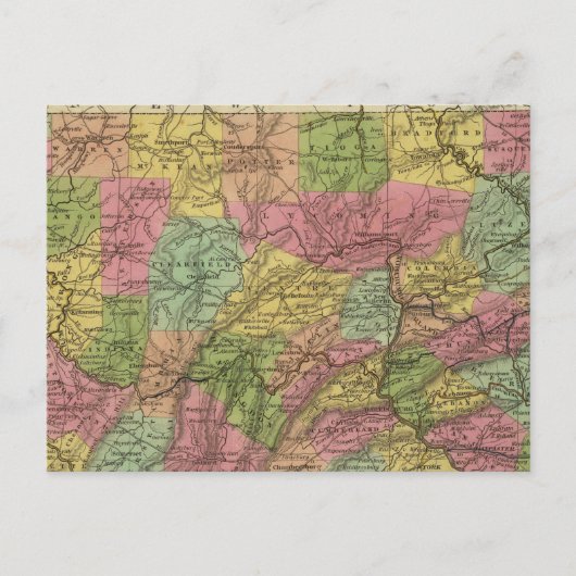 Postale Nouvelle Carte De Pennsylvanie (Devant)