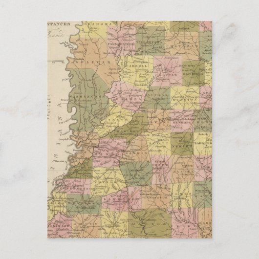 Postale Nouvelle Carte Du Mississippi (Devant)