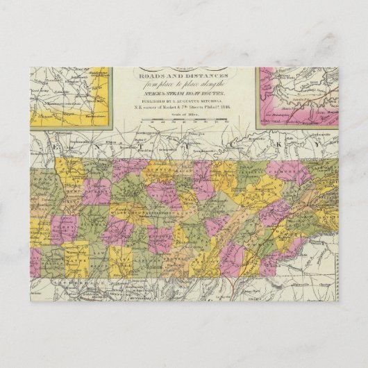 Postale Nouvelle Carte Du Tennessee (Devant)