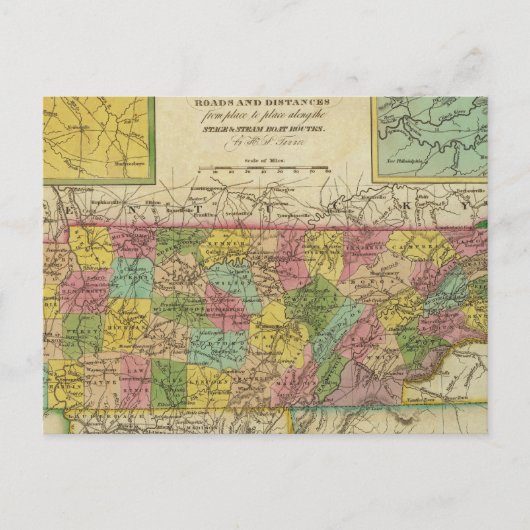 Postale Nouvelle Carte Du Tennessee 2 (Devant)