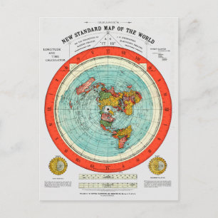 Postale Nouvelle carte standard du monde Terre plate Terre