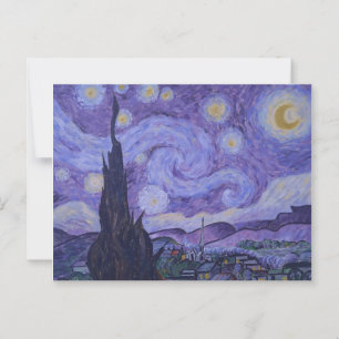 Postale Nuit étoilée de Van Gogh en violet sur carte posta