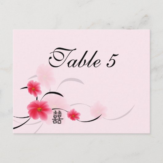Postale Numéro de tableau Carte Fleur rose Double Bonheur (Devant)
