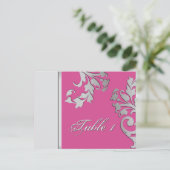 Postale Numéro de tableau Carte Mariage - Fuschia & Silver (Debout devant)