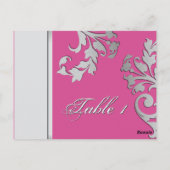 Postale Numéro de tableau Carte Mariage - Fuschia & Silver (Dos)