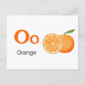 Postale O est pour Orange - Carte Flash Alphabet (Devant)