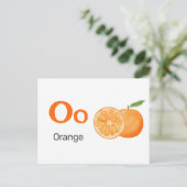 Postale O est pour Orange - Carte Flash Alphabet (Debout devant)