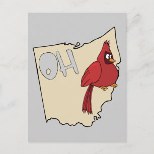 Postale Ohio OH Carte et Cardinal Bird Cartoon Art Moto
