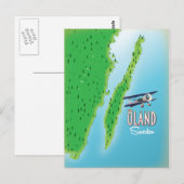 Postale Öland Suède carte de l'île (Devant / Derrière)